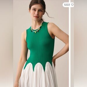 SIEMPRE for Anthropologie
Michelle Sleeveless Midi Dress green/ ivory size M NWT